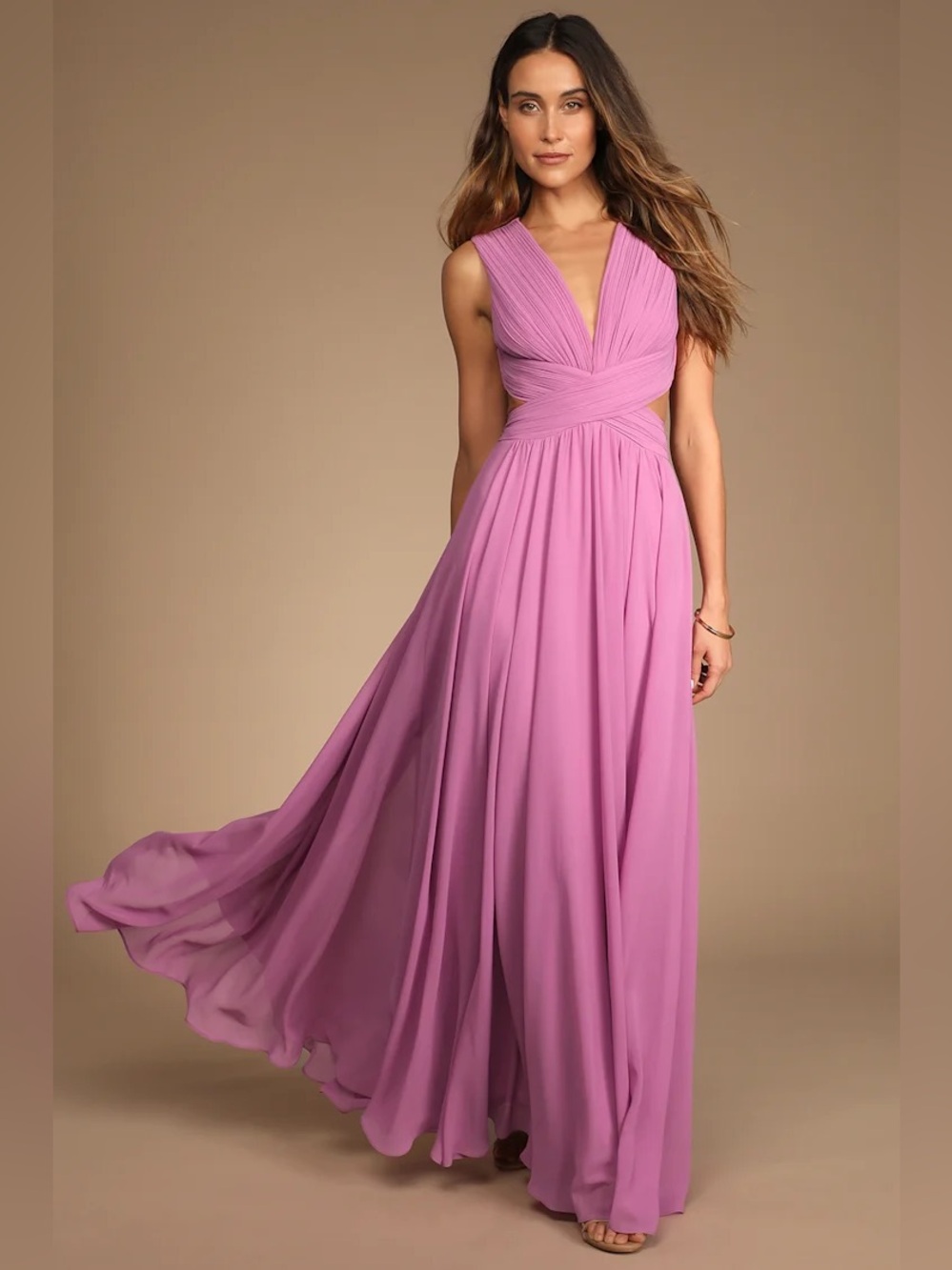 Lulus Women’s Small Lilac Elegant Cutout Summer Vacation‎ Wedding Maxi Dress